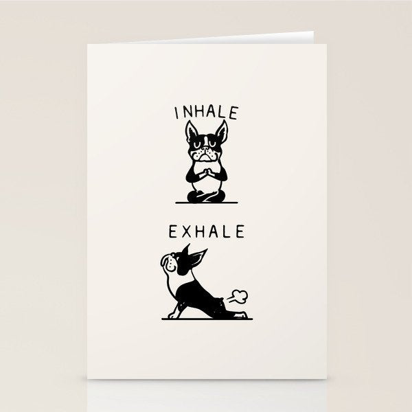 Inhale Exhale Boston Terrier Stationery Card Gallery Image 2