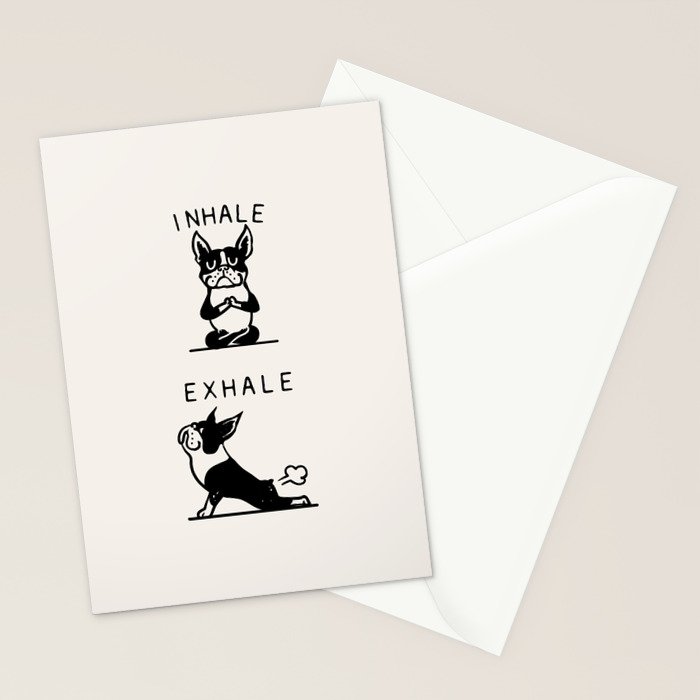 Inhale Exhale Boston Terrier Stationery Card Gallery Image 2