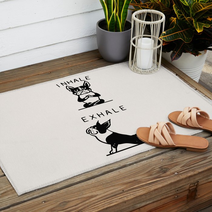 Inhale Exhale Boston Terrier Outdoor Rug Gallery Image 2