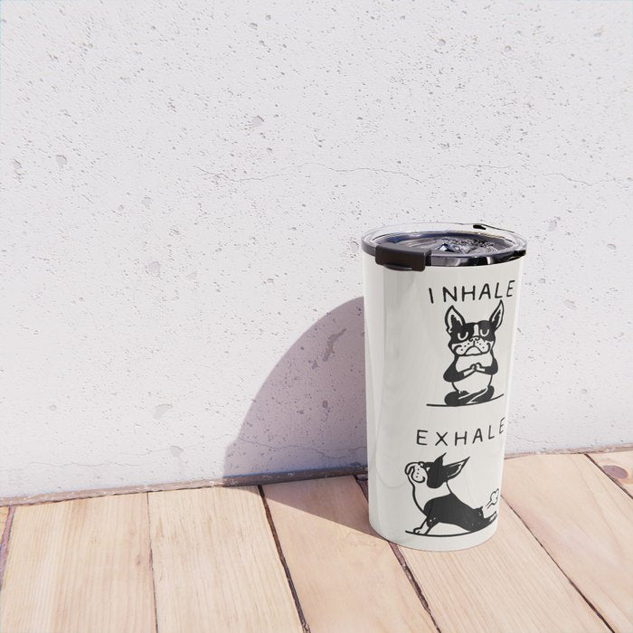 Inhale Exhale Boston Terrier Travel Mug Gallery Image 4
