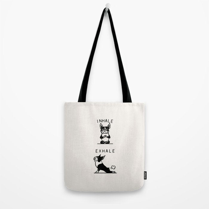 Inhale Exhale Boston Terrier Tote Bag Gallery Image 2