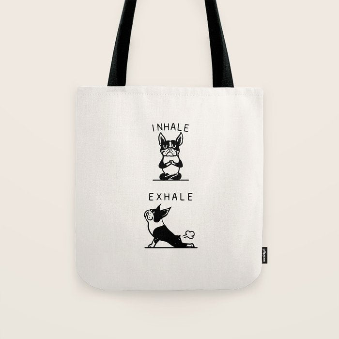 Inhale Exhale Boston Terrier Tote Bag Gallery Image 1