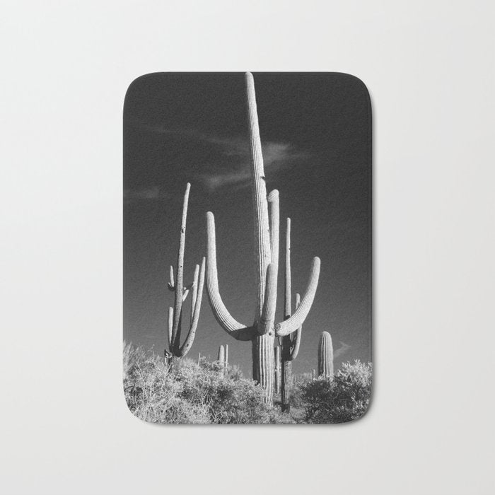 Black and White Saguaro Cactus Photo Bath Mat Gallery Image 1