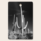 Black and White Saguaro Cactus Photo Cutting Board Gallery Image 1