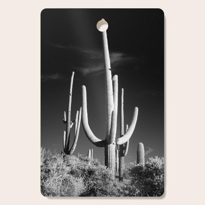 Black and White Saguaro Cactus Photo Cutting Board Gallery Image 1