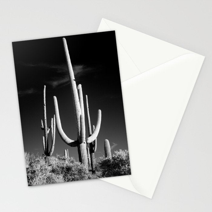 Black and White Saguaro Cactus Photo Stationery Card Gallery Image 2