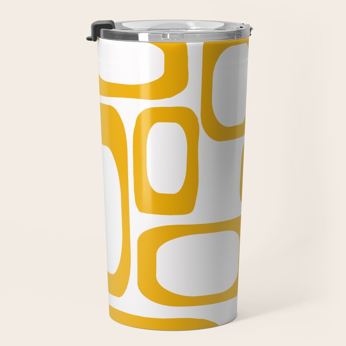 Mid Century Modern Shapes Mustard Travel Mug Gallery Image 3