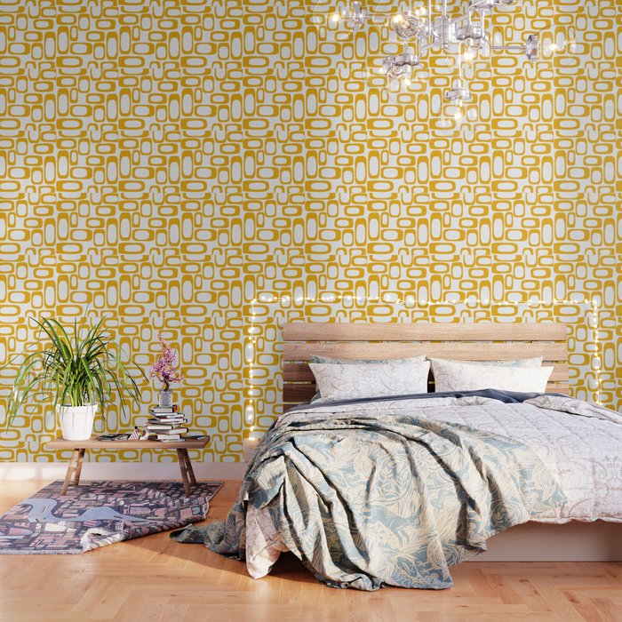 Mid Century Modern Shapes Mustard Wallpaper Gallery Image 1