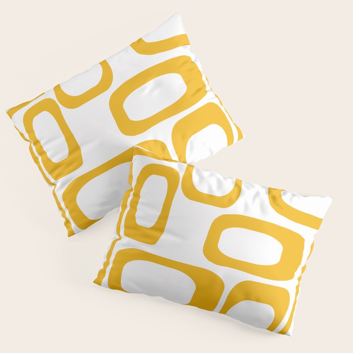 Mid Century Modern Shapes Mustard Pillow Sham Gallery Image 1