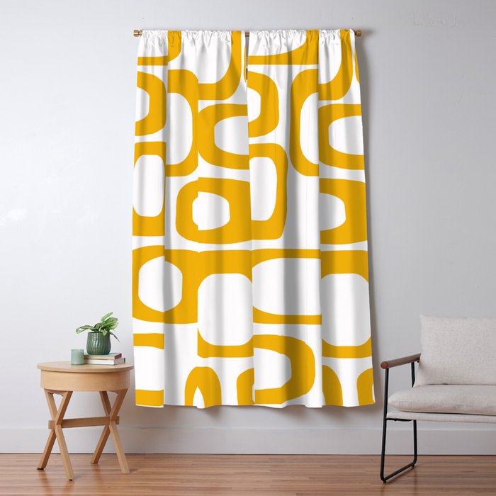 Mid Century Modern Shapes Mustard Window Curtain Gallery Image 1