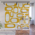 Mid Century Modern Shapes Mustard Wall Mural Gallery Image 1