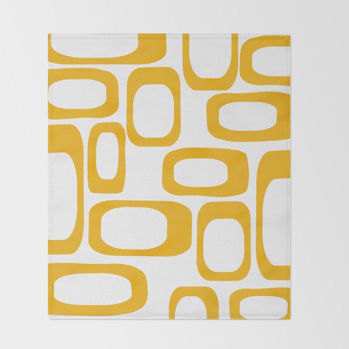 Mid Century Modern Shapes Mustard Throw Blanket Gallery Image 2