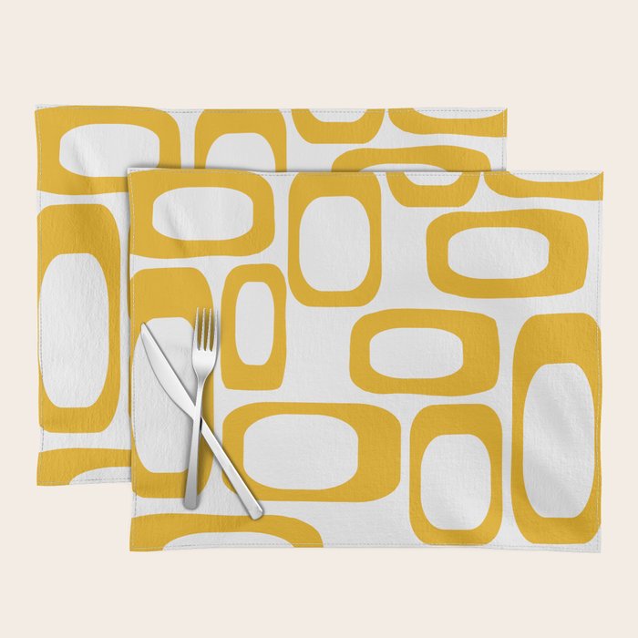 Mid Century Modern Shapes Mustard Placemat Gallery Image 1