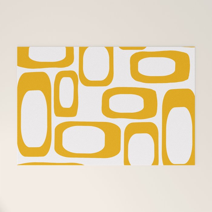 Mid Century Modern Shapes Mustard Welcome Mat Gallery Image 1