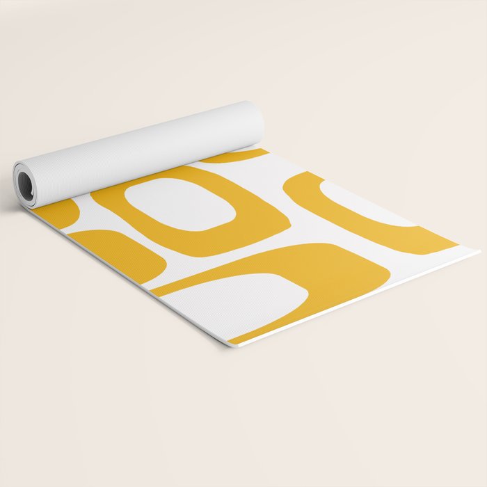 Mid Century Modern Shapes Mustard Yoga Mat Gallery Image 2