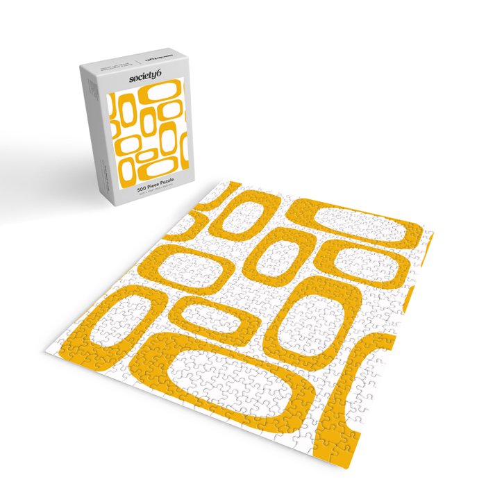 Mid Century Modern Shapes Mustard Jigsaw Puzzle Gallery Image 2