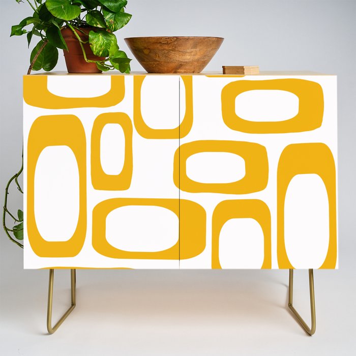 Mid Century Modern Shapes Mustard Credenza Gallery Image 1