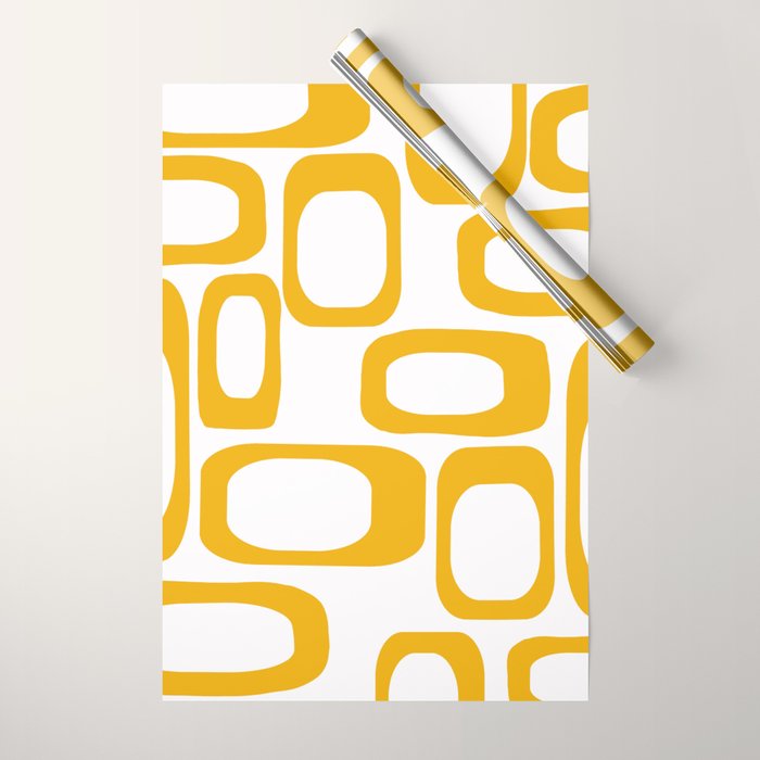 Mid Century Modern Shapes Mustard Wrapping Paper Gallery Image 1