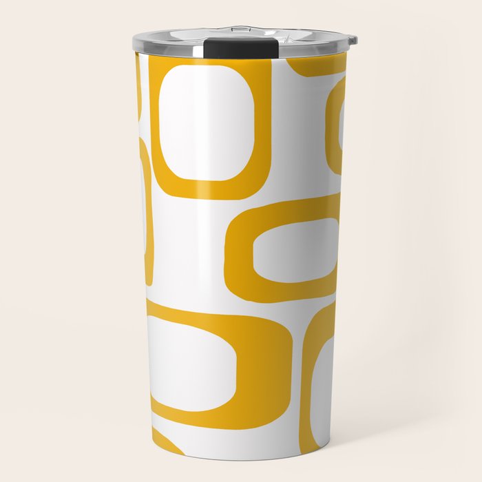 Mid Century Modern Shapes Mustard Travel Mug Gallery Image 1