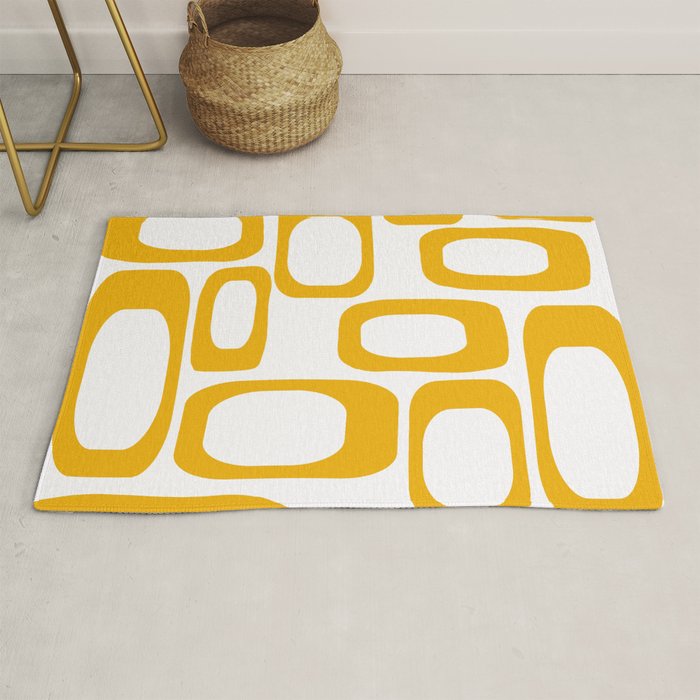 Mid Century Modern Shapes Mustard Rug Gallery Image 1