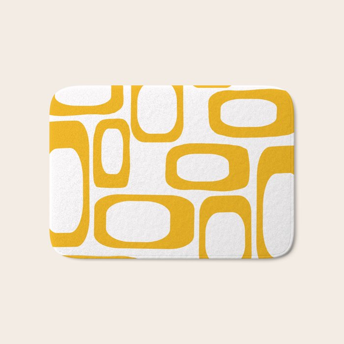 Mid Century Modern Shapes Mustard Bath Mat Gallery Image 1