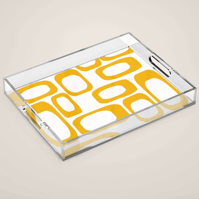 Mid Century Modern Shapes Mustard Acrylic Tray Gallery Image 1
