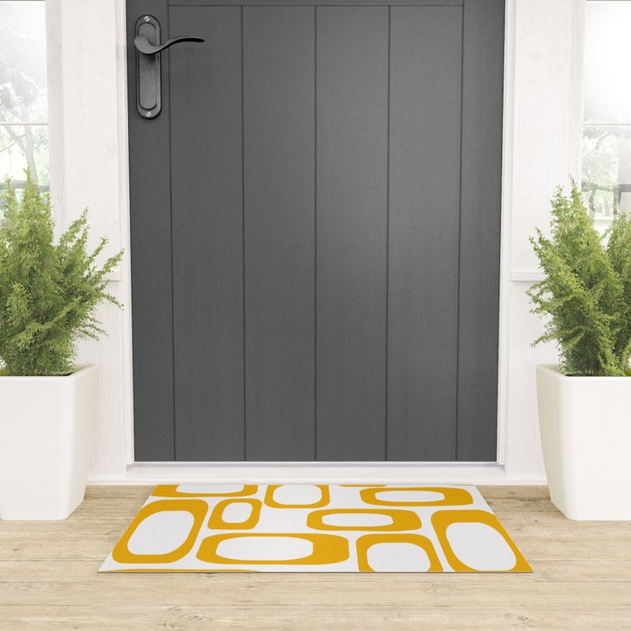 Mid Century Modern Shapes Mustard Welcome Mat Gallery Image 3