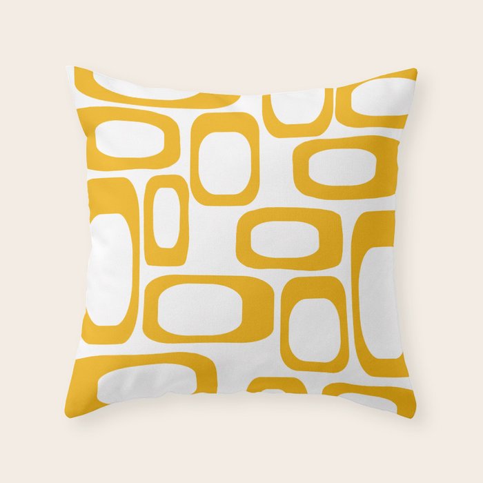 Mid Century Modern Shapes Mustard Throw Pillow Gallery Image 6