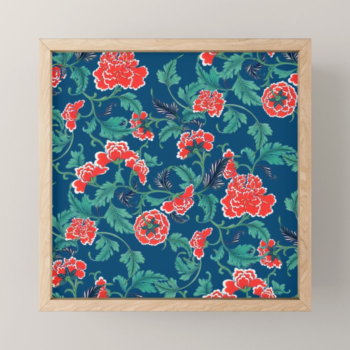 Red Peony Navy Mini Art Print Gallery Image 1