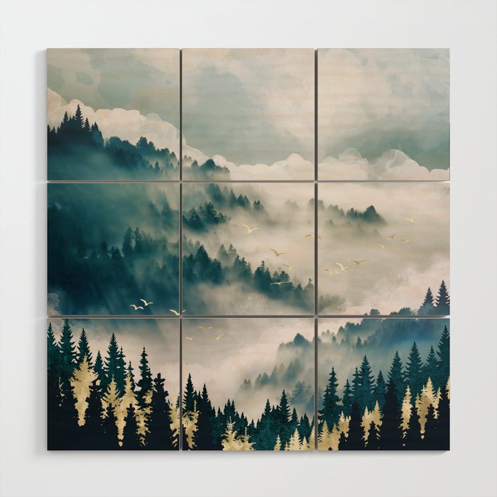Misty Mountains Wood Wall Art Gallery Image 1