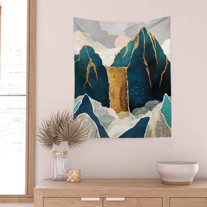 Golden Waterfall Wall Tapestry Gallery Image 2