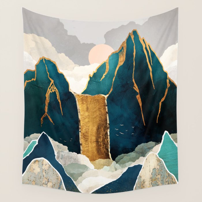 Golden Waterfall Wall Tapestry Gallery Image 4