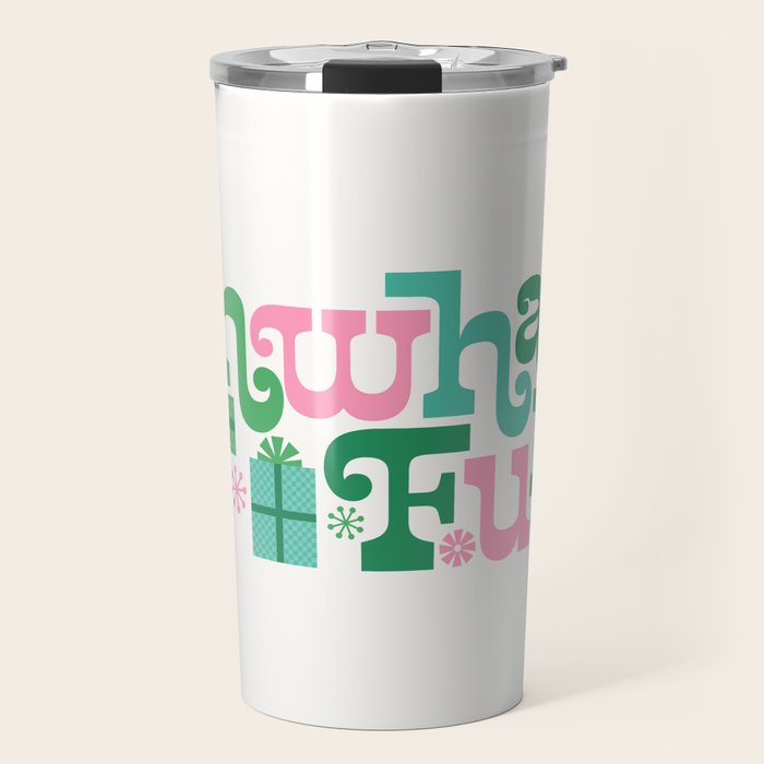 Oh What Fun - Pink and Green Travel Mug Gallery Image 1