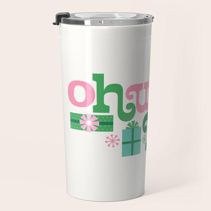 Oh What Fun - Pink and Green Travel Mug Gallery Image 3