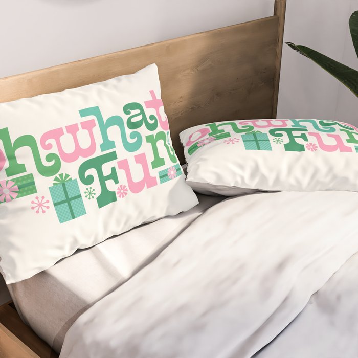 Oh What Fun - Pink and Green Pillow Sham Gallery Image 2