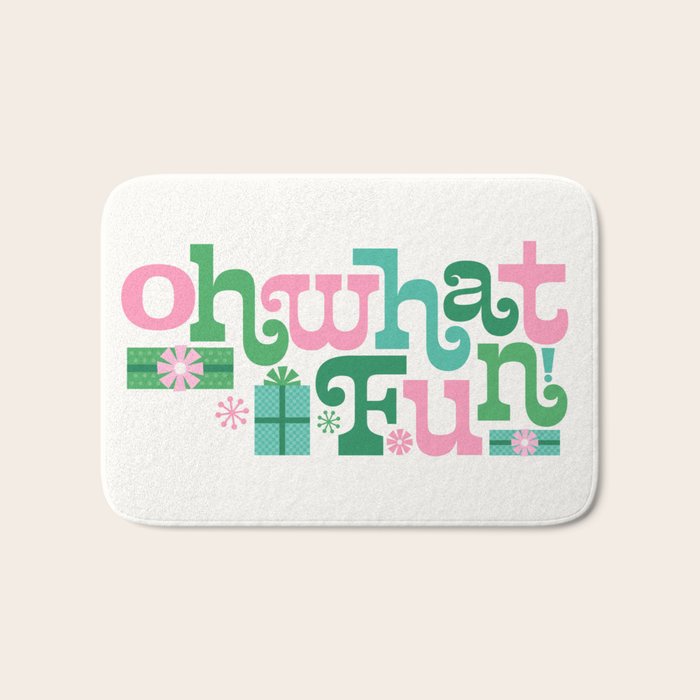 Oh What Fun - Pink and Green Bath Mat Gallery Image 1