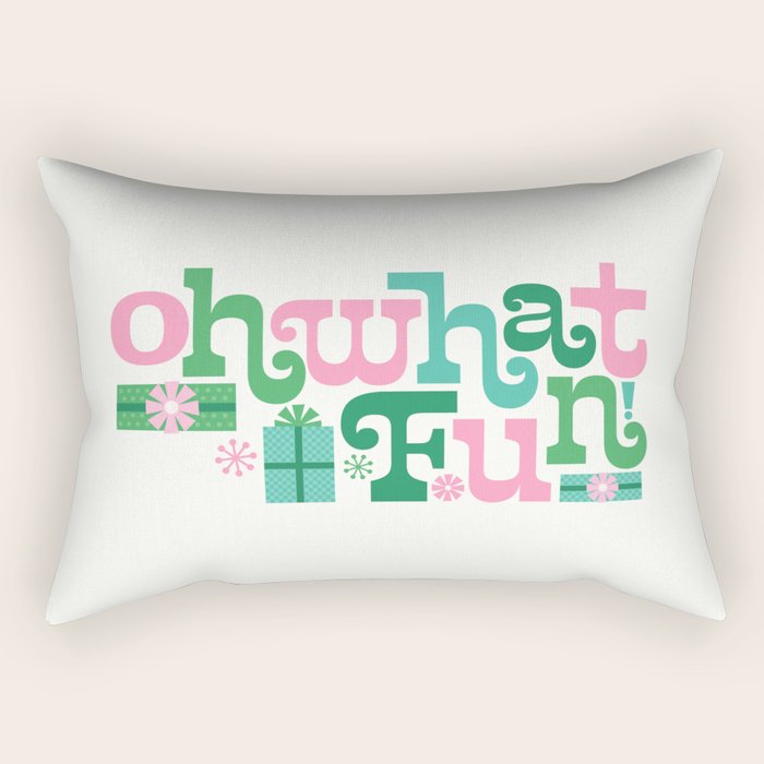 Oh What Fun - Pink and Green Rectangular Pillow Gallery Image 2