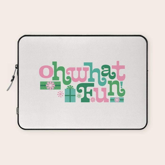 Oh What Fun - Pink and Green Laptop Sleeve Gallery Image 1