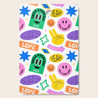 Retro funny sticker label cartoon pattern Cutting Board Gallery Image 1