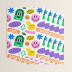 Retro funny sticker label cartoon pattern Wrapping Paper Gallery Image 3