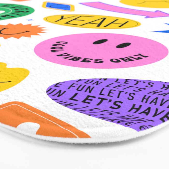 Retro funny sticker label cartoon pattern Bath Mat Gallery Image 3