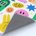 Retro funny sticker label cartoon pattern Rug Gallery Image 4