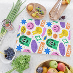 Retro funny sticker label cartoon pattern Cutting Board Gallery Image 2