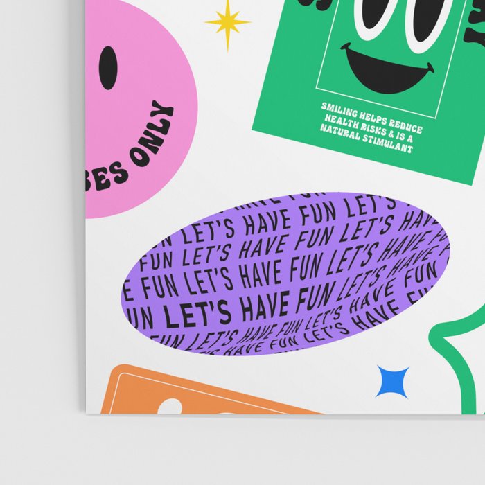 Retro funny sticker label cartoon pattern Poster Gallery Image 3