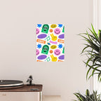 Retro funny sticker label cartoon pattern Poster Gallery Image 2