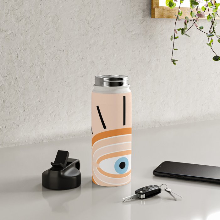 Retro evil eye - earthy Water Bottle Gallery Image 4