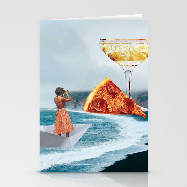Sighting (Champagne & Pizza) Stationery Card Gallery Image 2