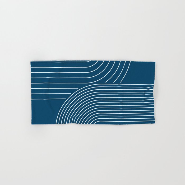 Geometric Lines in night Blue 16 (Rainbow Abstract) Bath Towel Gallery Image 1