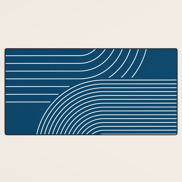 Geometric Lines in night Blue 16 (Rainbow Abstract) Desk Mat Gallery Image 3