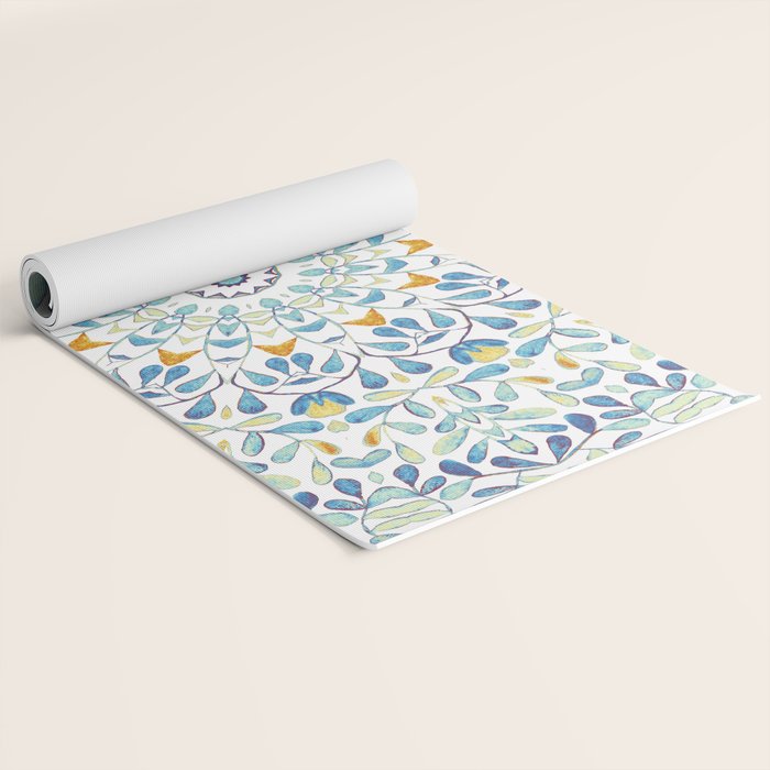 Beautiful Mint Green & White Moroccan Mandala Art Yoga Mat Gallery Image 2